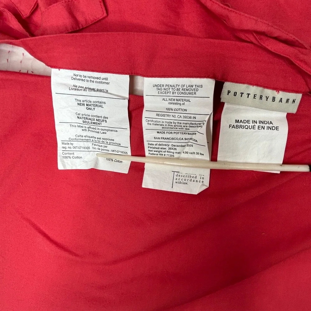 Pottery Barn Red‎ Coral Floral Paisley Quilted Sham Standard Qty 1